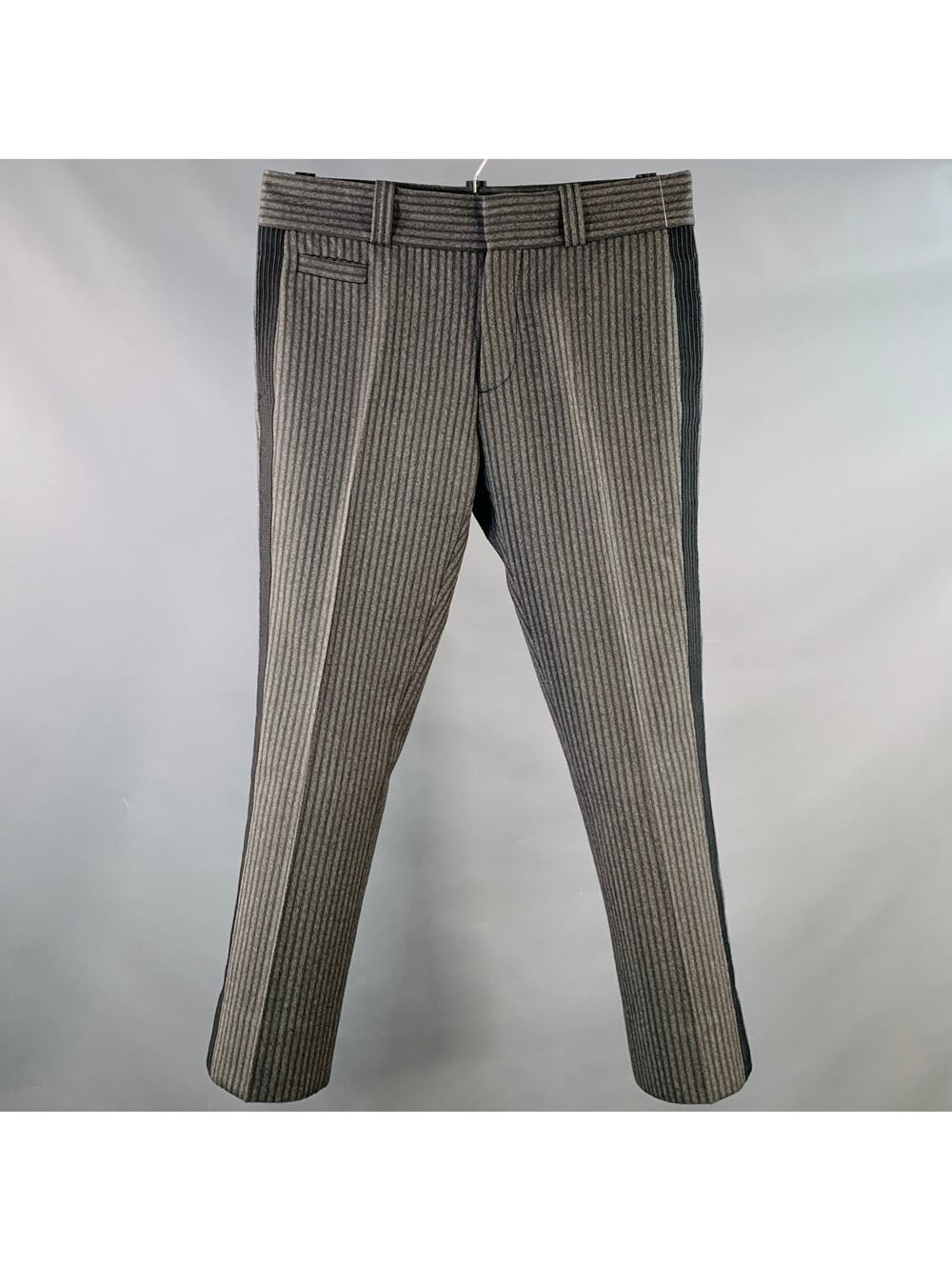 MARC JACOBS Size 34 Black Grey Stripe Virgin Wool Straight Dress Pants